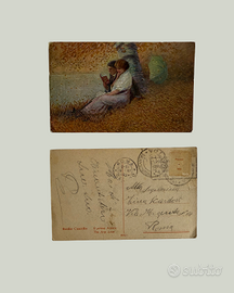 Basilio Cascella Il Primo amore cartolina incisa