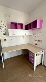 Scrivania angolare cameretta + pensili e cassettie