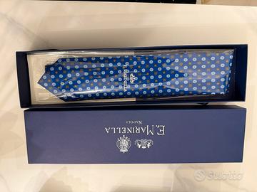 Cravatta sartoriale Marinella seta fantasia blu