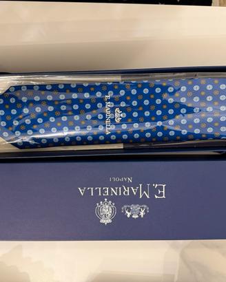 Cravatta sartoriale Marinella seta fantasia blu