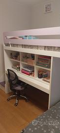 Cameretta letto a castello con scrivania