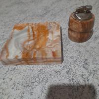 SET POSACENERE + ACCENDINO IN ONICE - usato