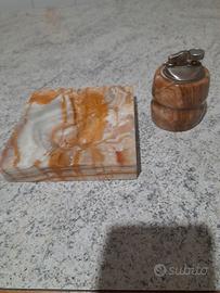 SET POSACENERE + ACCENDINO IN ONICE - usato