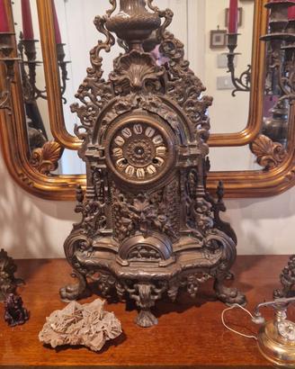 orologio e candelabri ottone