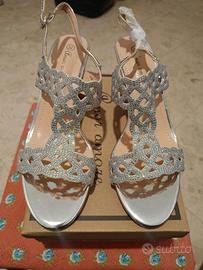 sandalo argentato con strass n.38