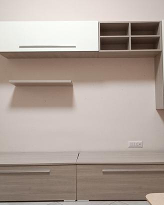 Parete attrezzata moderna – Bianco laccato e O