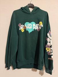 Felpa oversize Bershka verde bosco con cappuccio