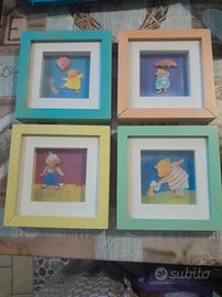 N.4 quadretti c/Winnie the Pooh x cameretta(tot €7