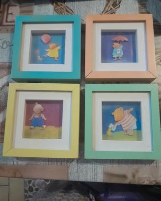N.4 quadretti c/Winnie the Pooh x cameretta(tot €7