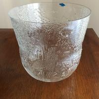 Vaso vintage in vetro goffrato