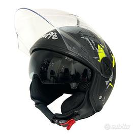 CASCO DIEFFE DOPPIA VISIERA NERO OPACO GIALLO FLUO