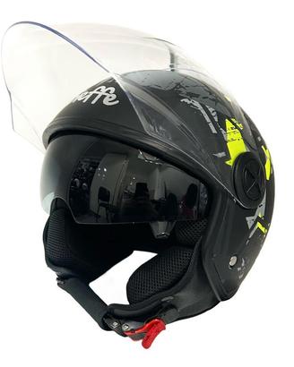 CASCO DIEFFE DOPPIA VISIERA NERO OPACO GIALLO FLUO