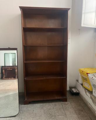 Libreria a giorno in legno classico antico ripiani