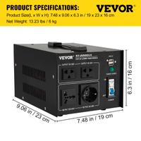 VEVOR Convertitore di Tensione da 240 V a 110 V e
