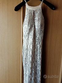 vestito elegante paillettes argento 