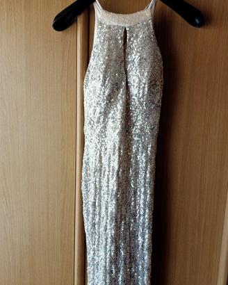 vestito elegante paillettes argento 