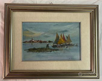 Quadro laguna Venezia con Pescherecci