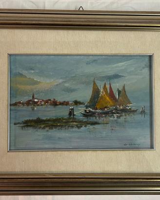 Quadro laguna Venezia con Pescherecci