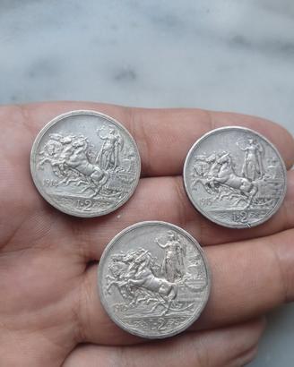 Argento Serie 3 Monete Regno d'Italia 
