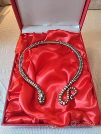 Prezioso collier vintage serpente tempestato 
