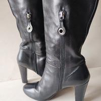 Stivali neri in pelle Car Shoe con tacco