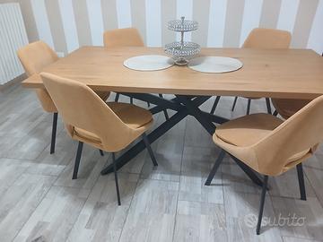 tavolo con 6 sedie in tessuto moderno nuovi