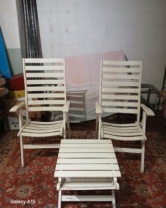 Set 2 sedie sdraio + tavolino portariviste 50x50,f