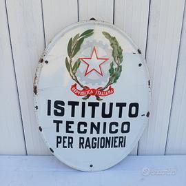 insegna smaltata scuola rara anni 50 Ragionieri 