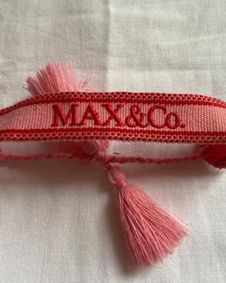 Bracciale braccialetto Max&co tela rosa rosso new