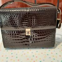 borsa donna in coccodrillo bidente