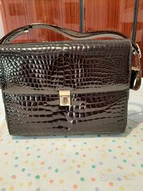 borsa donna in coccodrillo bidente