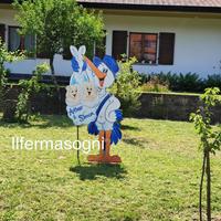 Cicogna nascita in legno