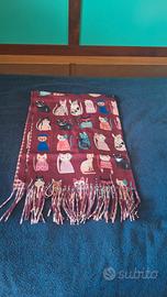 Sciarpa doubleface tema gatti/quadri nuova 100% vi