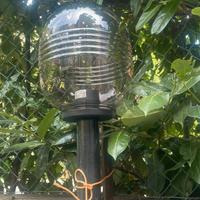 Lampione da esterno con palo nero e testa fumè