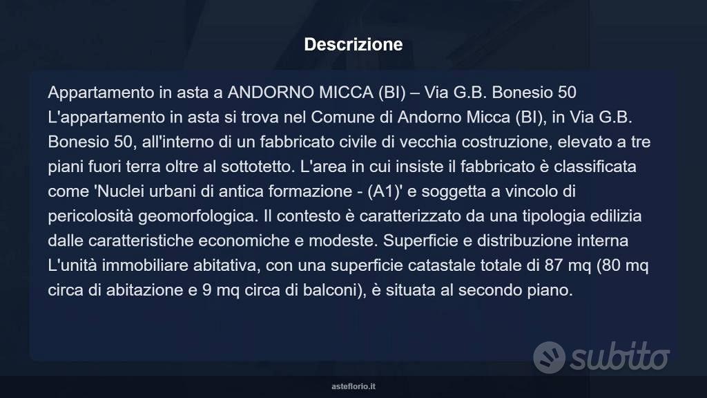 Appartamento – Andorno Micca, Locato Inferiore - Altro