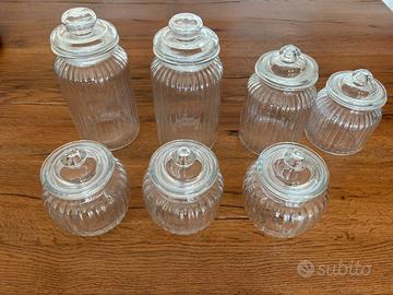 Set vasi baratoli vetro con coperchio