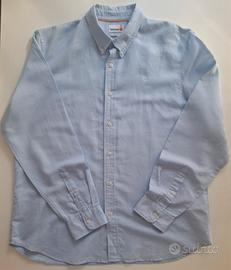 camicia uomo Timberland azzurra lino cotone XL