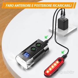 set 3 torcia bici led powerbank caricatore usb kit