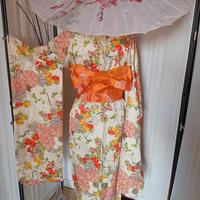 kimono Furisode giapponese in seta + cintura Obi 