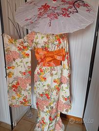 kimono Furisode giapponese in seta + cintura Obi 