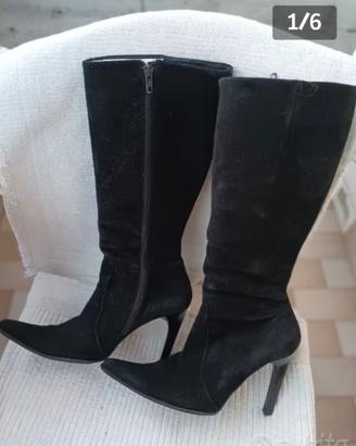 Stivali Camoscio Nero - 38; Tacco: 10,5cm - Nuovi