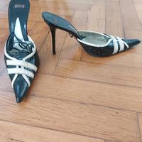 Scarpe Le Villeur bianco e nero tacco 11 cm.