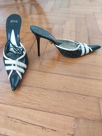 Scarpe Le Villeur bianco e nero tacco 11 cm.