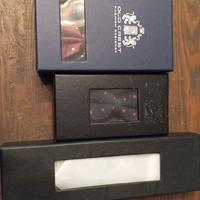 Papillon nero pois rossi e cravatta bianca 