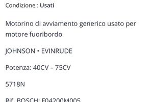 Motorino avviamento motore fuorib JOHNSON EVINRUDE