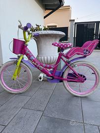 Bicicletta Disney Minnie, 16" con rotelle + Casco