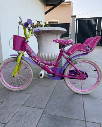 Bicicletta Disney Minnie, 16" con rotelle + Casco