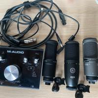 Set registrazione 3 microfoni e scheda audio