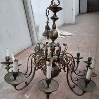 Lampadario di ottone brunito 10 lampade