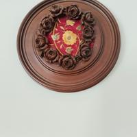 Lotto 4 Quadri Legno Intagliato a Mano e Seta - 28